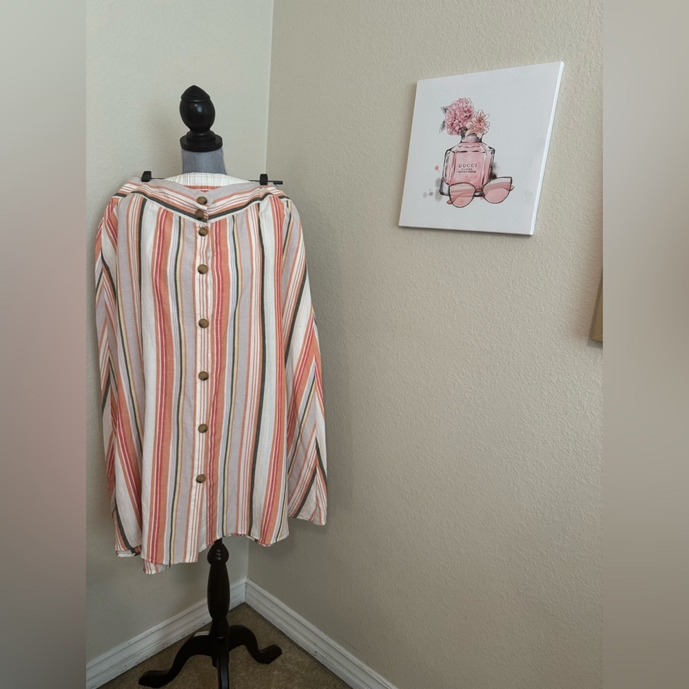 Striped Button-Down Skirt